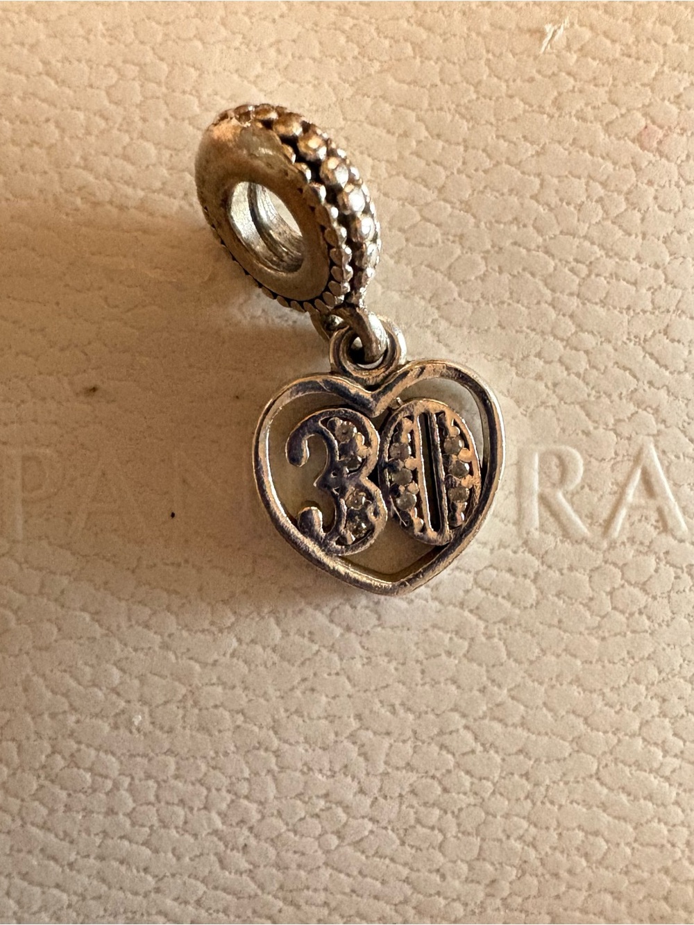 Pandora Silver Heart '30' Dangle Charm - Silver